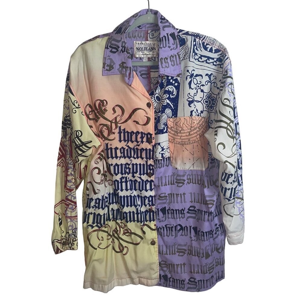 Absolutely No Jeans Vintage Womens Shirt Size Large Multicolor Long Sleeve